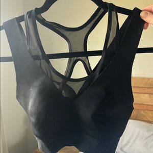 Black Mesh Detail Women's Sports Bra